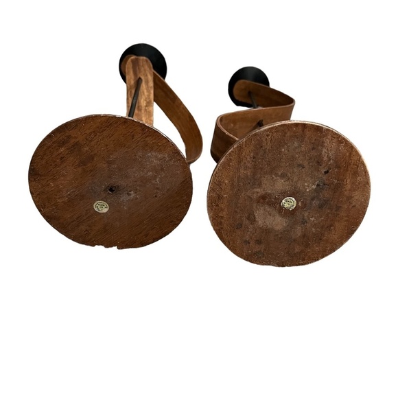 MID CENTURY MODERN ROTATING TEAK AND BLACK METAL CANDLESTICKS - Picture 12 of 13